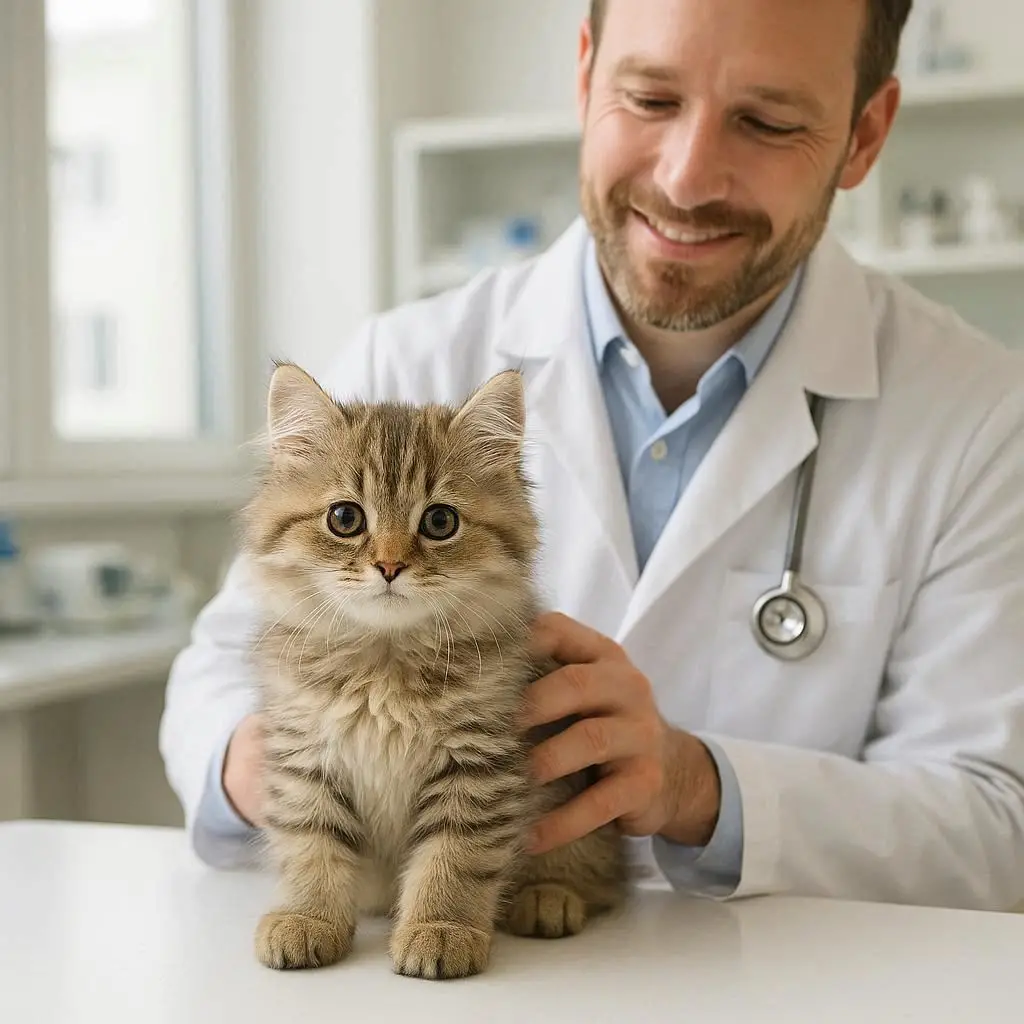 veterinario con gatito